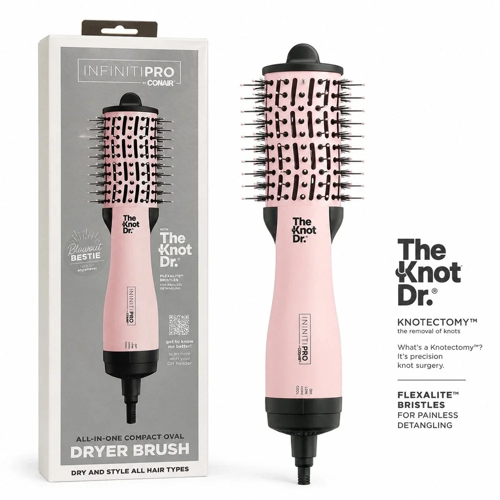 Conair InfinitiPro The Knot Dr Compact Oval Dryer Brush Pink BC120PK